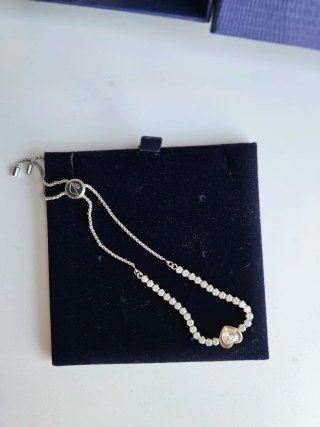 Pulsera Swarovski Corazón Ajustable Plata