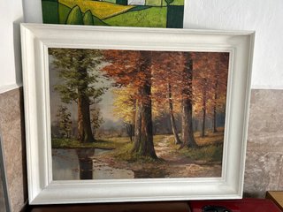 Pintura al óleo de paisaje otoñal