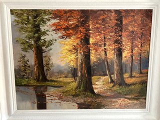 Pintura al óleo de paisaje otoñal