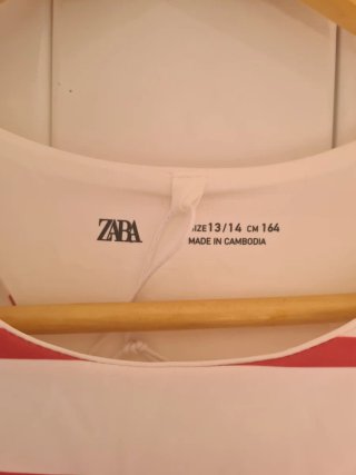 Camiseta Zara sin mangas rayas rojas S