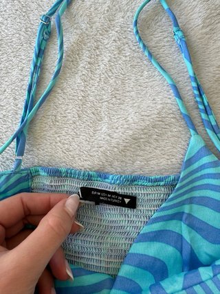 Top Zara Talla M Azul y Turquesa