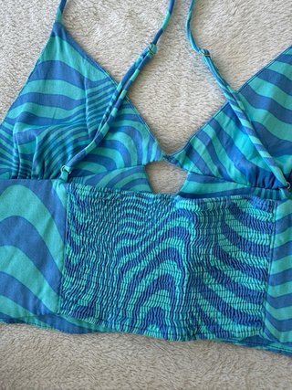 Top Zara Talla M Azul y Turquesa