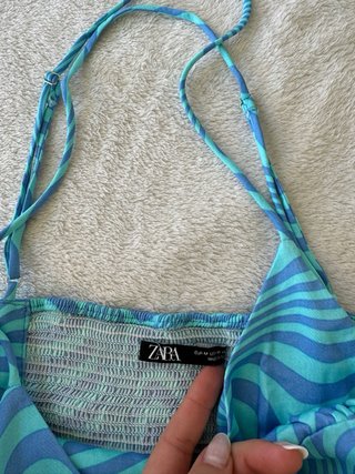Top Zara Talla M Azul y Turquesa