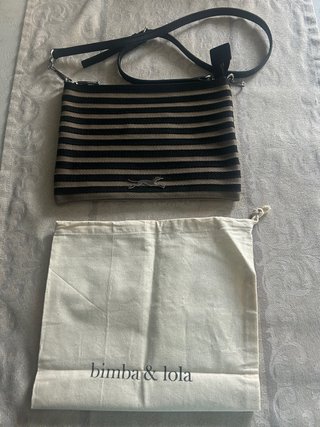 Bandolera Bimba y Lola rayas beige y negro