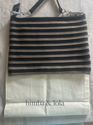 Bandolera Bimba y Lola rayas beige y negro