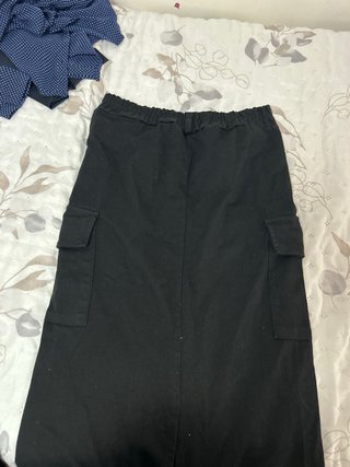 Falda larga negra cargo