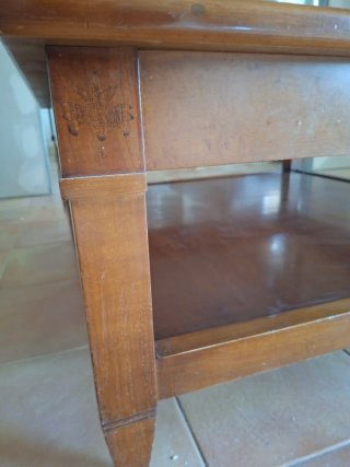Mesa de centro madera y cristal 1m x 1m