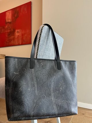 Borsa Tote Bag Etro Nero e Grigio