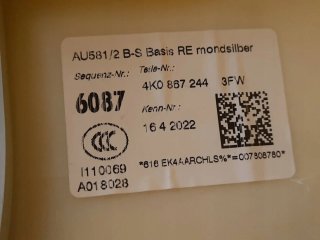 Guarnecido Pilar B Audi A6 C8 4K0 867 244