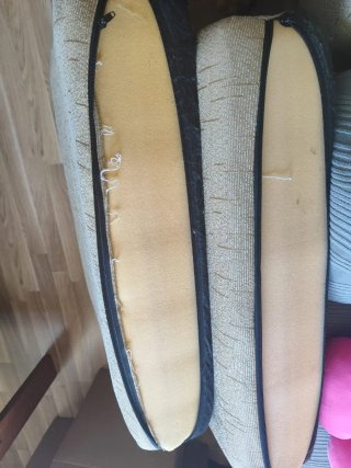 Sofá Cama Tela Beige y Gris