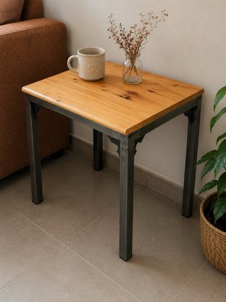 Mesa Artesanal Madera y Hierro