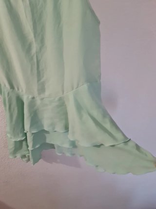 Blusa verde con volantes talla única