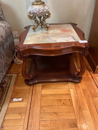 Tavolo ausiliario in legno e pietra