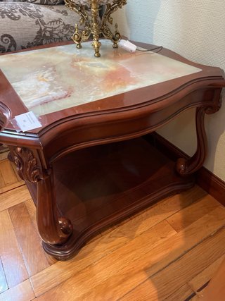 Tavolo ausiliario in legno e pietra