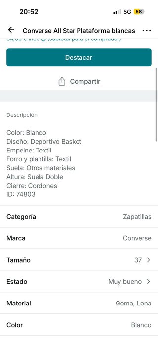 Converse All Star caña alta blancas