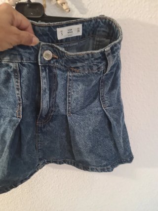 Minifalda vaquera plisada