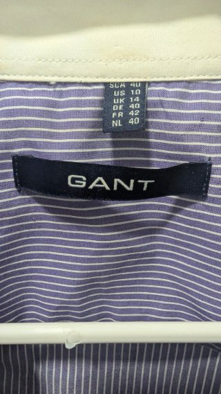 Camisa Gant Mujer Talla 40 Rayas Azul Blanco