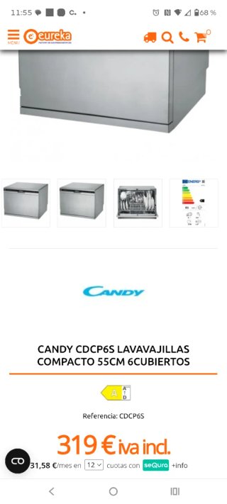 Lavavajillas Compacto Candy Rapido'