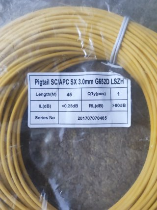 Pigtail Fibra Óptica SC/APC 45m G652D LSZH