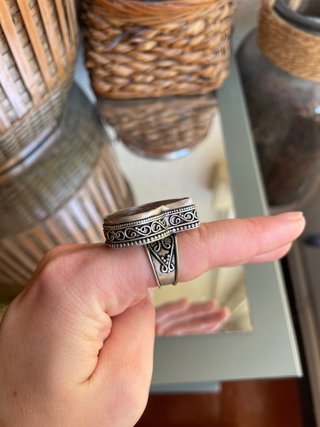 Anillo Fósil Ammonite Plata