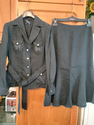 Completo giacca e gonna lino nero taglia S