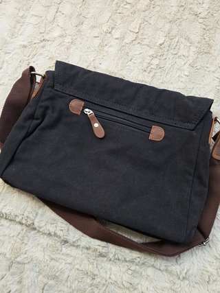 LOSMILE Bolso Bandolera Lona Negro Marrón