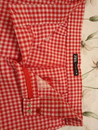 Pantalón flare cuadros Vichy rojo y blanco