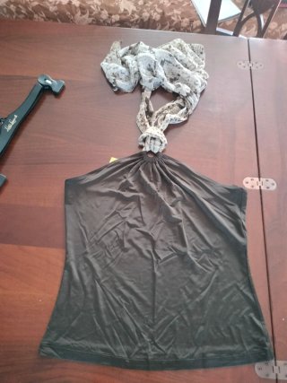 Top Luisa Spagnoli M marrone con foulard