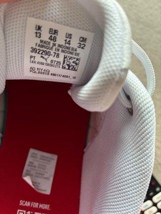 Zapatillas Puma Blancas y Rojas Talla 48 original
