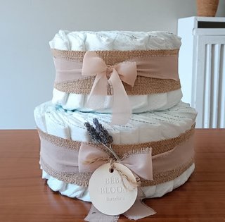 Tarta de Pañales 2 Pisos Rosa - Regalo Baby Shower