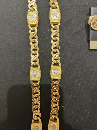 Cadena y Anillo Corona Baño Oro real de  18k