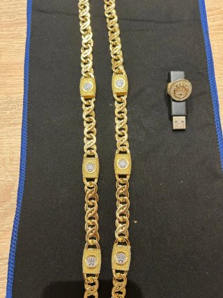 Cadena y Anillo Corona Baño Oro real de  18k
