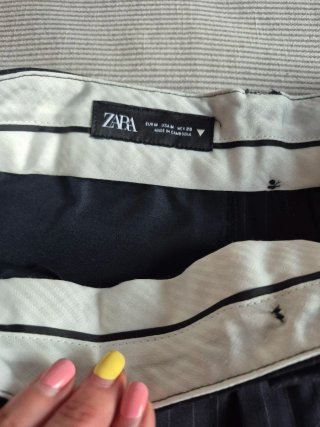 Pantaloni Donna Zara gessati blu