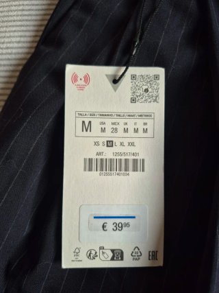 Pantaloni Donna Zara gessati blu