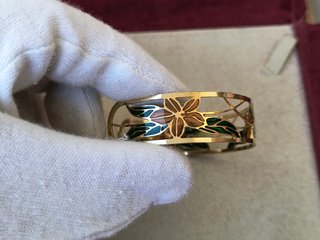 Bracciale vintage Art Nouveau oro 18k e smalto