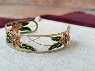 Bracciale vintage Art Nouveau oro 18k e smalto