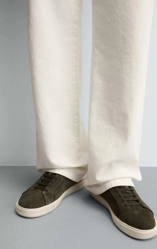 Zara - Zapatilla Piel - Verde Caqui - Talla 43