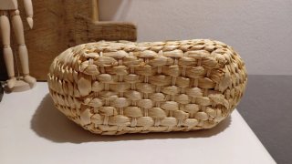 Borsa in paglia beige e multicolor