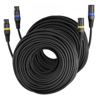 XLR Cable 30.48 m, 2 Pack, Shielded Balanced DMX Male to