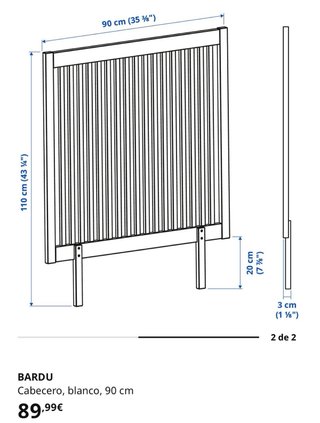 2 Cabeceros Cama Blanco Ikea 90cm