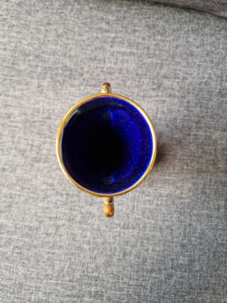 Jarrón Limoges Azul Cobalto y Oro