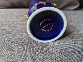 Jarrón Limoges Azul Cobalto y Oro