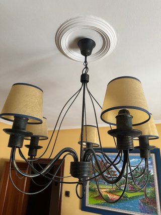 Lámpara de techo hierro forjado 5 brazos salon