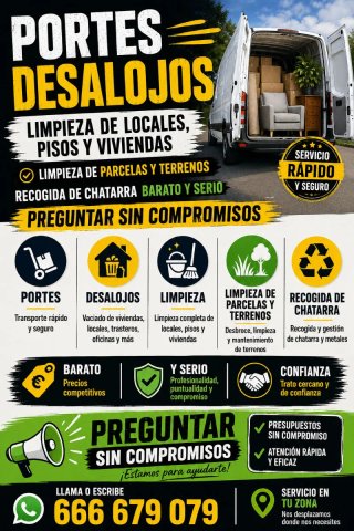 Portes mudanzas desalojos limpieza