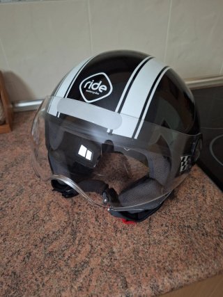 Casco Moto Talla M Negro/Blanco Nuevo