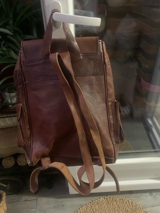 Mochila Cuero marroquí  y Kilim Marrón/Rojo