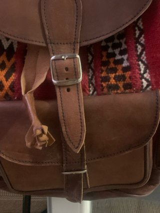 Mochila Cuero marroquí  y Kilim Marrón/Rojo