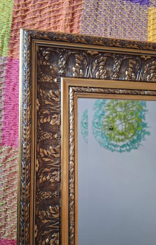 ESPEJO BISELADO DORADO RECTANGULAR ESTILO BARROCO