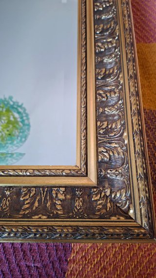 ESPEJO BISELADO DORADO RECTANGULAR ESTILO BARROCO