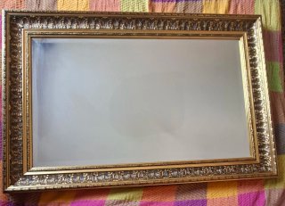 ESPEJO BISELADO DORADO RECTANGULAR ESTILO BARROCO